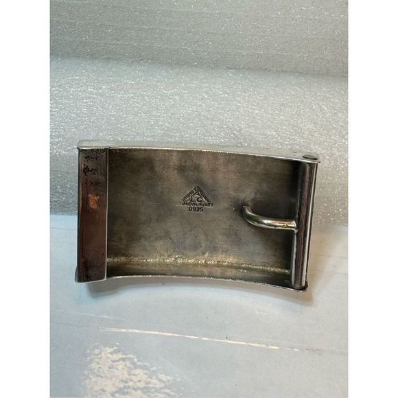 Vintage 925 Sterling Silver Inlay Abalone Etched Belt Buckle main image 4